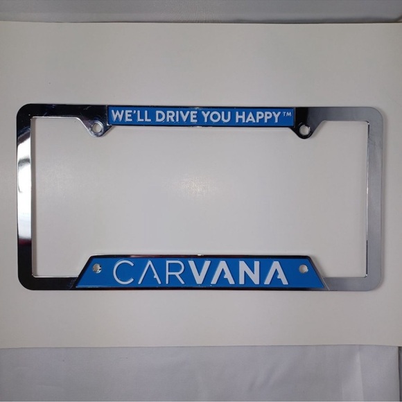 Carvana License Plate Frame Blue and Silver Chrome - Picture 4 of 4